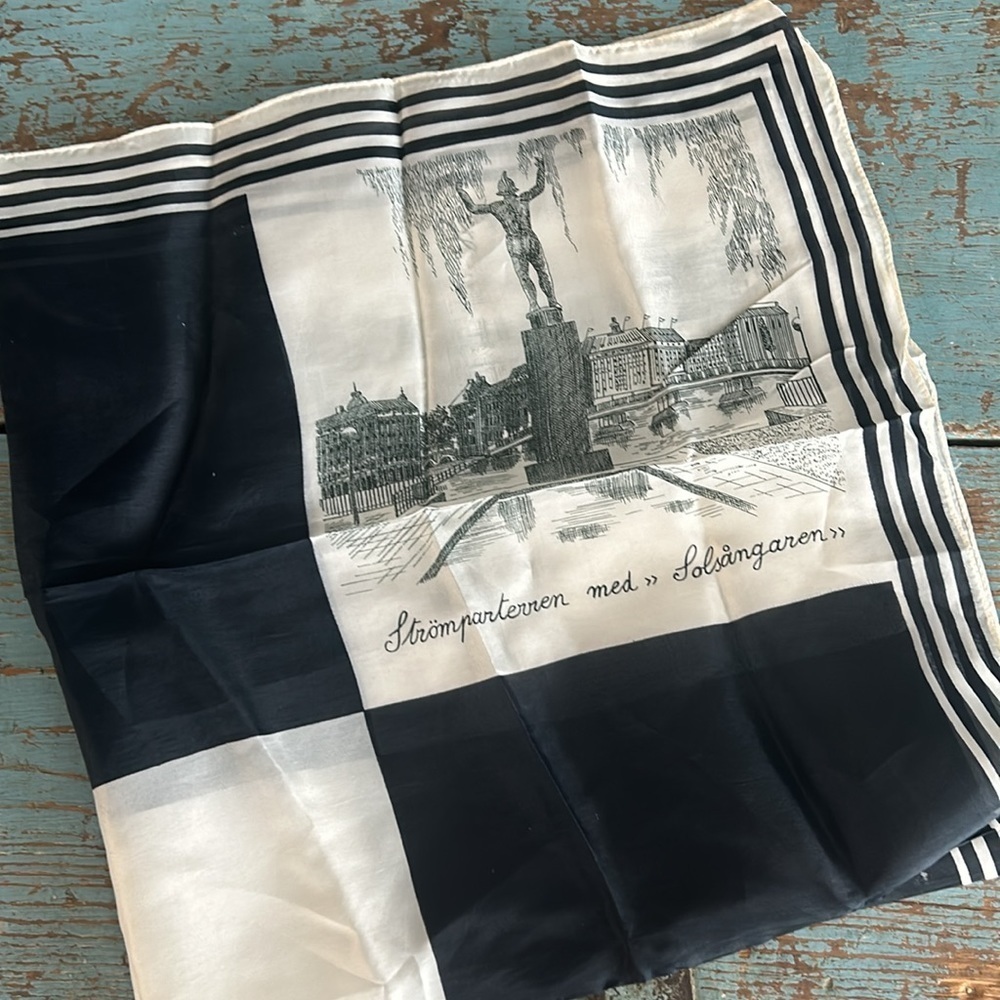 Vintage Scarf with Stockholm Landmarks Designed by Thirkell of Old Bond Street